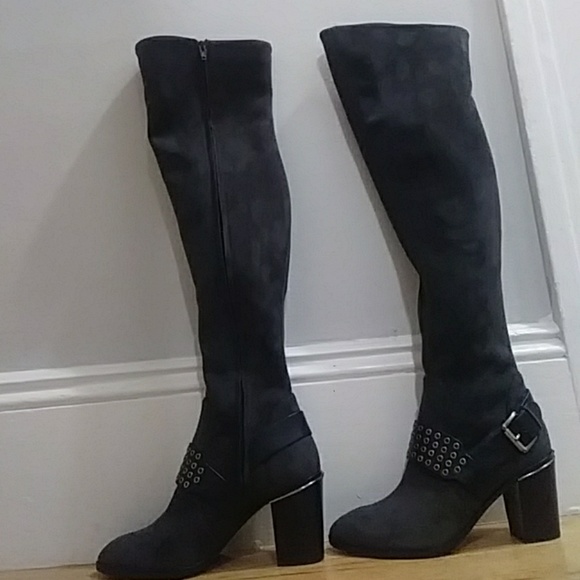 Gray/silver Michael Kors over the knee boots. 8 - Picture 1 of 4